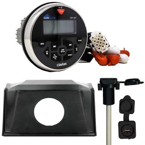 Clarion GR1BT MARINE USB/MP3/WMA/BT RECEIVER With Stinger SPXRZRDASH2 19+ RZR Round Radio Dash Kit and Flush Mount USB/AUX - 1 of 4