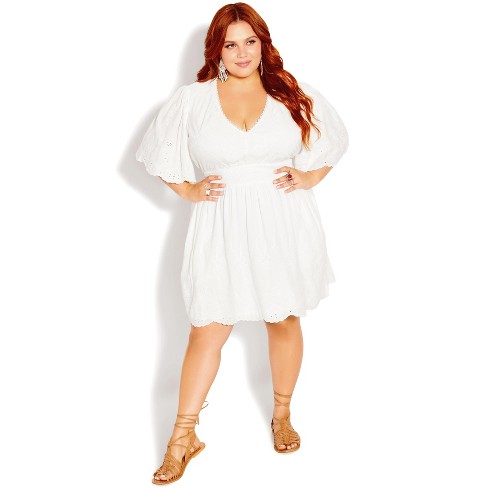 City Chic  Women's Plus Size Cute Girl Elbow Sleeve Dress - Plum - 14w :  Target