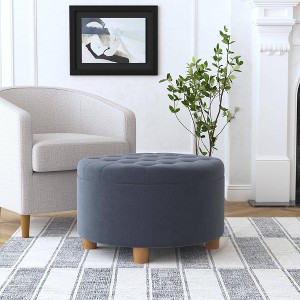 Tufted Round Storage Ottoman Velvet - HomePop - 1 of 4