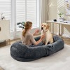 Human Dog Bed for Adult and Pets,  Napping  Dog Bed with Side Pocket,Washable Fluffy Faux Fur,No Assembly Required - 2 of 4