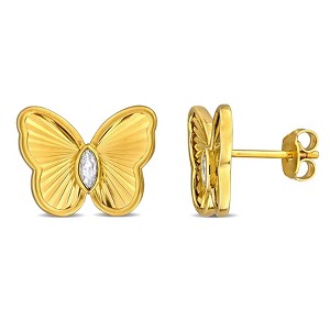 EVERLY JEWELRY | Yellow Plated Sterling Silver 1/4 CT TGW Created White Sapphire Fashion Post Earrings - 1 of 4