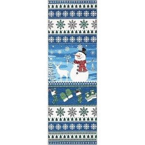 Christmas Door Mat - Washable Non-Slip Snowman Rug, Stain Resistant Foldable Floor Mat for Entryway, Porch, Bedroom, Multiple Sizes & Colors - 1 of 4