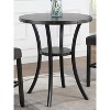 Roundhill Furniture Biony 3-Piece 36 Round Espresso Finish Bar Table with 2 Gray Fabric Nail Head Pub Chairs - 4 of 4