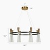 LNC Almhult 8-Lights 32.7" Luxury and Glam Wagon Wheel Integrated LED Chandelier, Black and Gold - 3 of 4