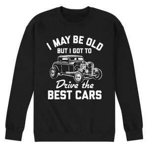 Men's - Instant Message - I May Be Old Drive Best Cars Graphic Fleece Sweatshirt - 1 of 4