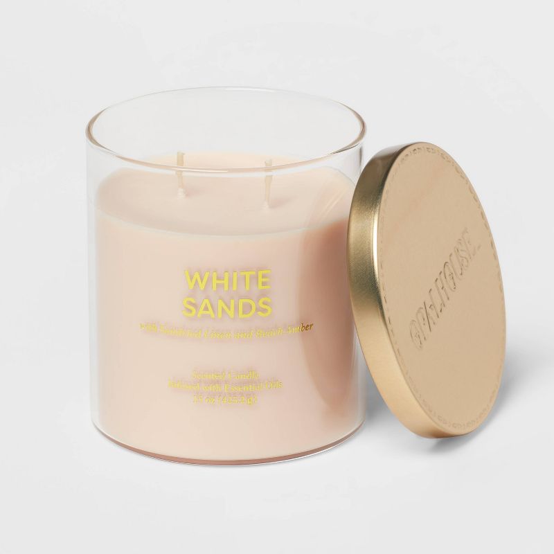 15oz Glass Jar Tan White Sand Candle Cream - Opalhouse&#8482;, 4 of 5
