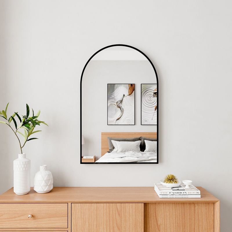 Alani Contemporary 36*24 Arched Wall Mirror,Arch-shaped Wall Mirror With Aluminum Alloy Frame- The Pop Home, 1 of 9