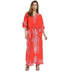 Riviera Sun Maxi Length Cinch Waist Caftan Kaftans for Women - 1 of 1