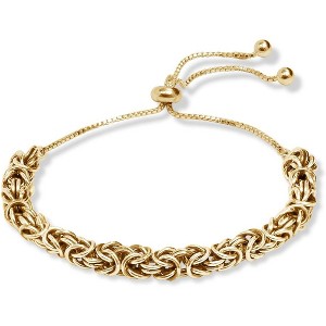 Italian Handmade 925 Sterling Silver Bracelet, Adjustable Sliding Byzantine Bolo Chain for Women - 1 of 4