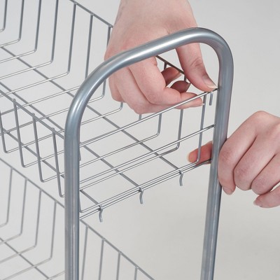 Household Essentials Slim Storage Cart, 3 Shelf Storage Cart with Wheels, Silver