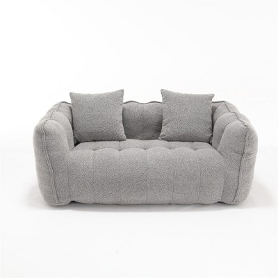 OUTSUPPLY Soft Bean Bag Chair for Two, High-Resilience Foam, Square Lounger with Armrests, Chenille Cover for Living Room