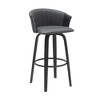 HomeRoots 30" Gray And Black Faux Leather Swivel Bar Height Bar Chair - 4 of 4