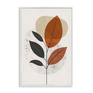 Stupell Industries Autumnal Neutral Leaves Black Framed Giclee Art - 1 of 4