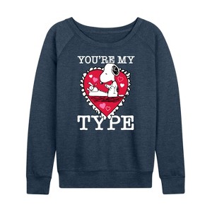 Women's - Peanuts - You're My Type Lightweight French Terry Wide Neck Long Sleeve Shirt - 1 of 4