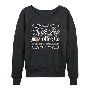 Women's - Instant Message - North Pole Coffee Co Lightweight French Terry Wide Neck Long Sleeve Graphic Shirt - 1 of 4