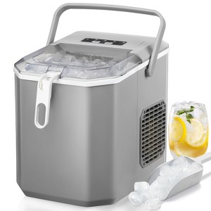 R.W.FLAME Portable Ice Maker,self-cleaning,makes 9 cubes in 6 minutes,26.5 lbs/24h,includes ice scoop and basket,2 ice cube sizes for home,office - 1 of 4