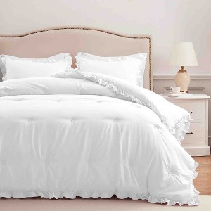 BAGOKIE 3-Piece Ruffle Bed in a Bag Comforter Set - 1 of 4