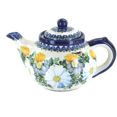 Blue Rose Polish Pottery Goldfinch Teapot