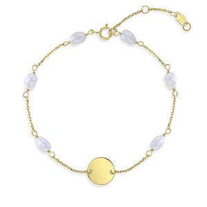 Freshwater Cultured Pearl Tag ID Bracelet 14k Gold - In Season Jewelry - 1 of 3