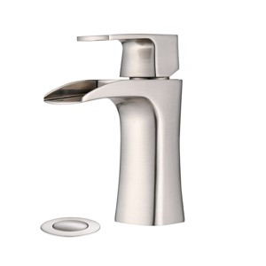 ChicFurnit Bathroom Sink Faucet ADA Compliant Waterfall Design with Brass Handle and Drain for Modern Spaces, Silver, 13.38"*7.48"*2.91" - 1 of 4