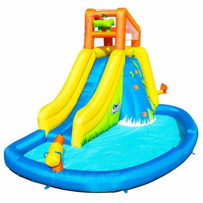 for Kids Adults Lawn Backyard Outdoor Splash Sprint Racing Inflatable waterslides with Crash Pad Blue Double,18ft BSTHOK 18ft Water Slides Slip and Slide 