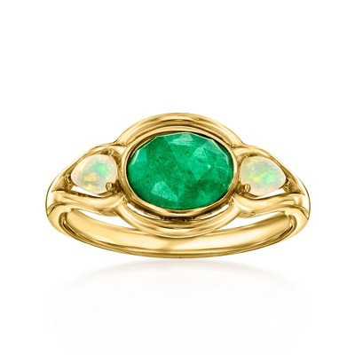 Ross-Simons Opal and 1.50 Carat Emerald Ring in 18kt Gold Over Sterling