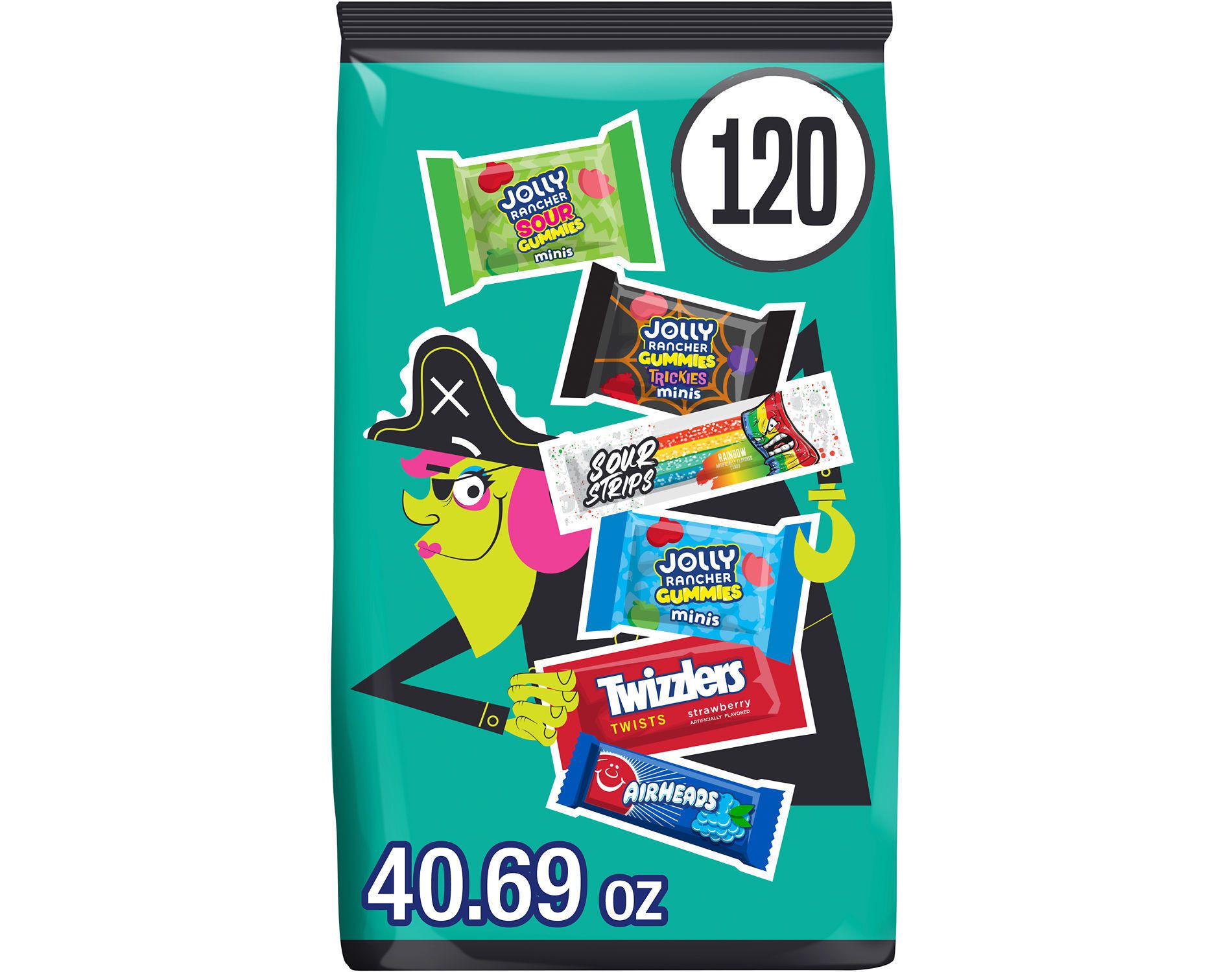 Jolly Rancher Twizzler Sour Strips Airheads Sweets Assorted Halloween Candy Bag - 40.69oz/120ct