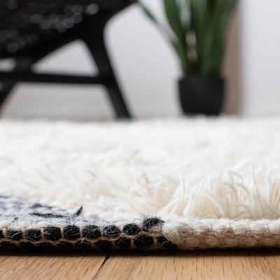 Hand-Knotted Black Wool Blend Rectangular Area Rug - 5x8 Feet