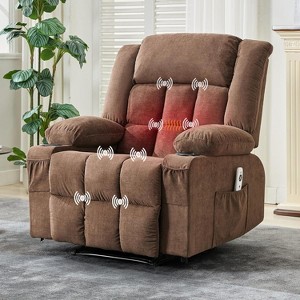 Manual Recliner Chair for Big & Tall with Heat & Massage – Oversized Overstuffed Lounge Sofa, Remote Control, 3 Recline Positions - 1 of 4