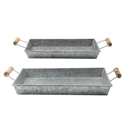 AuldHome Design Rustic Trays, Small & Medium 2pc Set; Farmhouse Decor Rectangular Trays w/ Handles