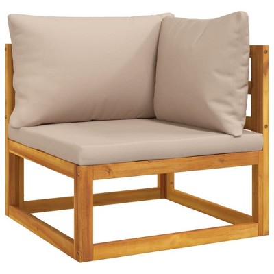 vidaXL Solid Acacia Wood Corner Sofa with Taupe Cushions - Modular Design for Configurable Outdoor Sectional - Durable