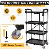 Gulches Folding Utility Cart, Portable Folding Service Cart, 4 Tier Heavy Duty Folding Tool Cart with Wheels for Office, Warehouse and Home, Black - 3 of 4