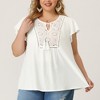 Agnes Orinda Women's Plus Size Ruffle Sleeve Eyelet Tie Neck Peasant Elegant Blouses - 2 of 4
