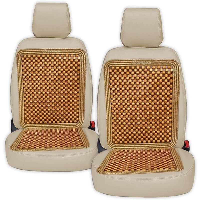 Zone Tech Premium Quality Double Strung Natural Wooden Beaded Ultra Comfort Massaging Full Car Seat Cushion, 1 of 9