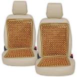 Zone Tech Set of 2 Premium Quality Double Strung Natural Wooden Beaded Ultra Comfort Massaging Full Car Seat Cushion