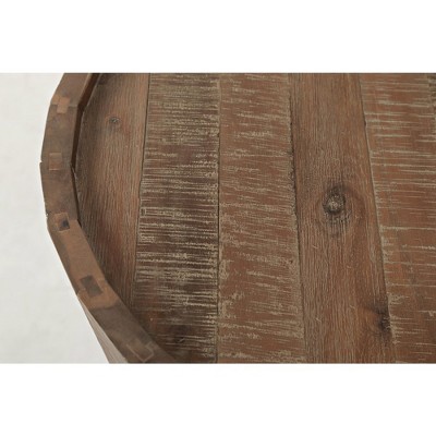 Conundrum Round Distressed Acacia End Table