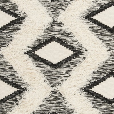 Kenya Hand-Knotted Black and Ivory Wool Area Rug