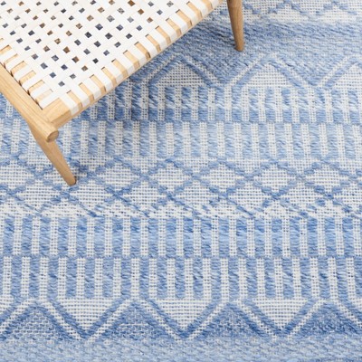 Coastal Breeze Blue Rectangular 3'x5' Flat Woven Wool Rug