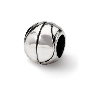 Black Bow Jewelry Sterling Silver Basketball Bead Charm - 1 of 3