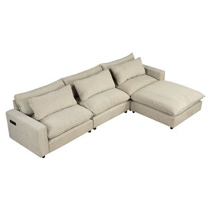 NicBex Modular 128" Sectional Sofa Chenille Sleeper Couch Set with Ottoman and 3 Pillows for Living Room - 1 of 4