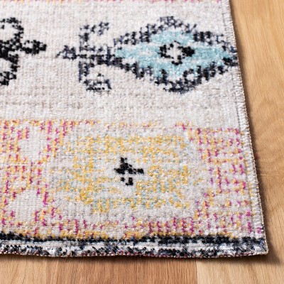 Aqua Fuchsia Medallion 79" Square Easy-Care Outdoor Rug