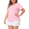 Agnes Orinda Women's Plus Size Basic Casual V Neck Short Sleeve Plain T-shirts - 2 of 4