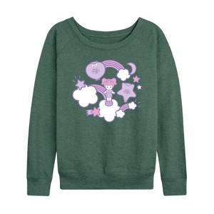 Women's - Polly Pocket - Polly Pocket Sticker Collage Lightweight French Terry Wide Neck Long Sleeve Shirt - 1 of 4