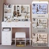 Makeup Vanity Table with Touch LED Sliding Mirror,Storage Drawers and Cushioned Stool for Bedroom–The Pop Home - 2 of 4