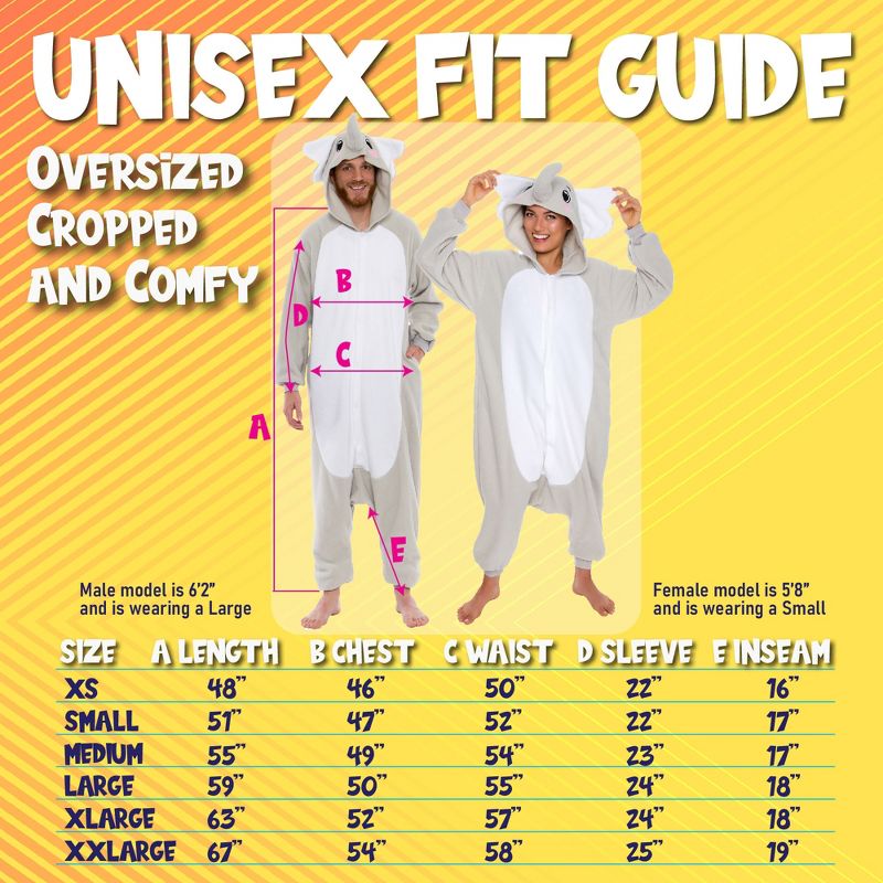 FUNZIEZ! - Elephant Adult Unisex Novelty Union Suit Costume for Halloween, 4 of 8