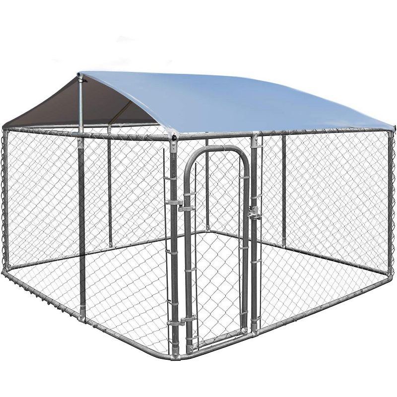 Tangkula Large Pet Dog Run House Kennel Shade Cage 7.5' x7.5'  Roof Cover Backyard Playpen, 1 of 8