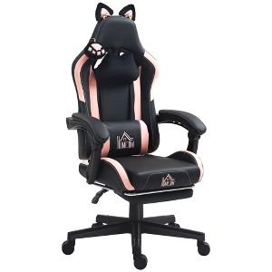 Cute Racing Gamer Chair, Faux Leather Gaming Chair with Footrest, Headrest and Lumbar Support - 1 of 4