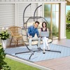 2 Person Hanging Double Swing Chair, Patio Hanging Egg Chair, Basket Swinging Chair, With Stand Patio Wicker Egg Chair - 2 of 4