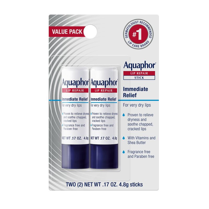 Aquaphor Lip Balm Repair Stick for Chapped Lips - 2pk/.34oz, 1 of 11