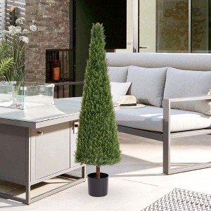 KTMBDW 5/6ft Artificial Cedar Topiary Trees for Outdoor Front Porch Door, Faux Potted Plants Evergreen Fake Pine Cypress Tree for Outside Home Decor - 1 of 4